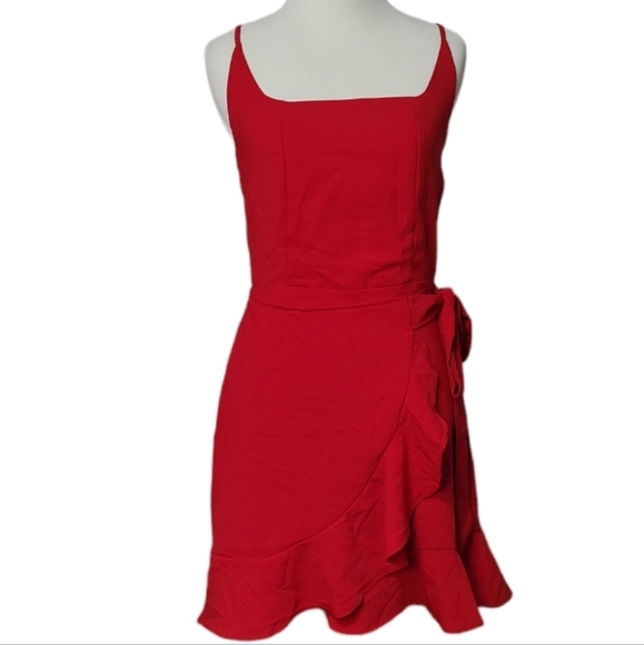 Source Unknown Dresses & Skirts - Red Mini Wrap Dress Size S